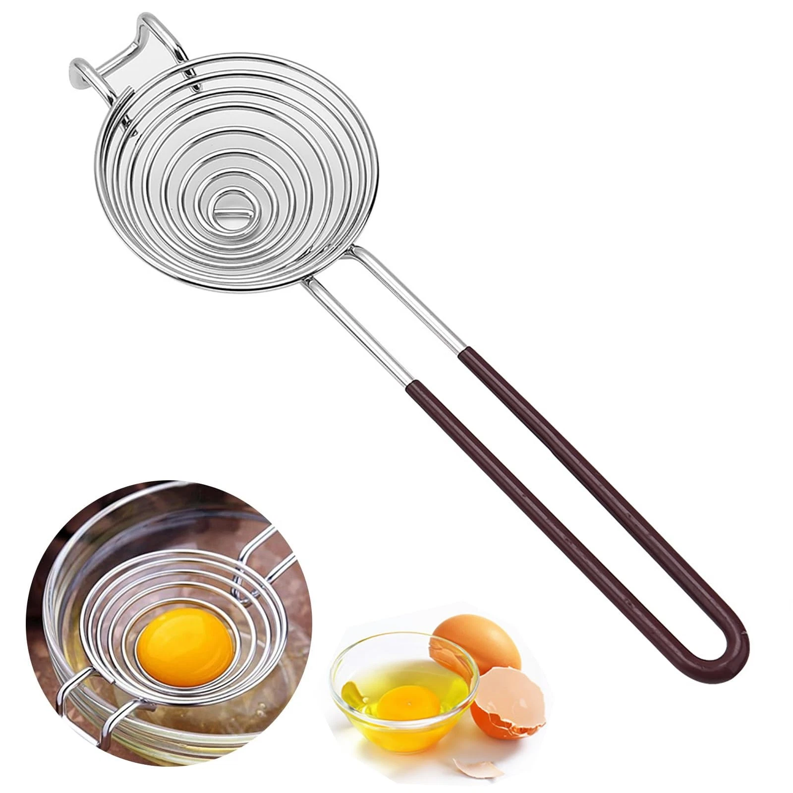Egg Yolk Separator, Egg Separator Stainless Steel Egg White Separator with Handles Egg Yolk T...