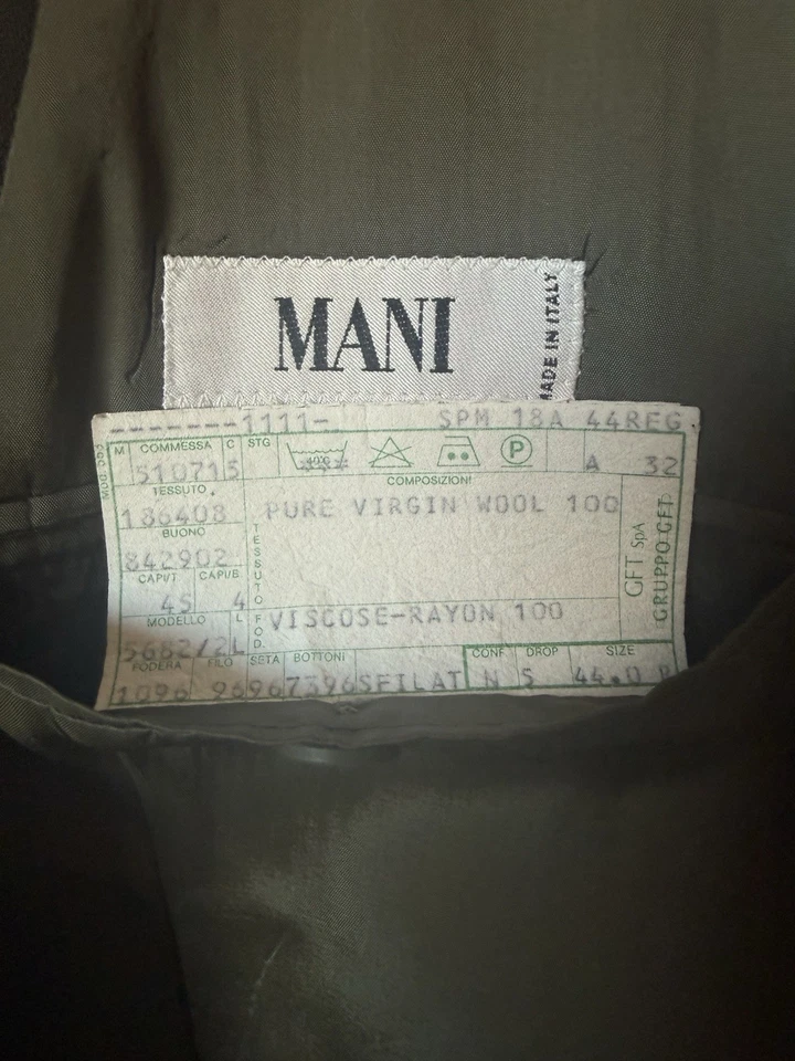 Traje MANI Giorgio Armani 44R Lana Verde Doble Pecho 2 Piezas Hecho en Italia Foto 3 de 4