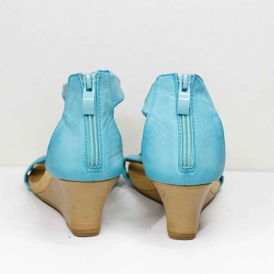 PATRIZIA Spring Step Isabella Floral Wedge Sandals Turquoise Blue Sz 37/6.5-7 - Image 4 of 4