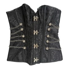 Steam Punk CosPlay Goth Role Play Long Black Corset Women's M