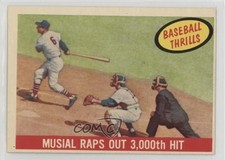 1959 Topps Baseball Thrills Stan Musial Musial Raps Out 3000th Hit #470 HOF o7m