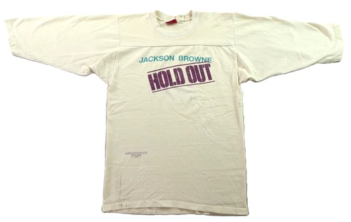 80s Small Ivory Jackson Browne Hold Out Tour ¾ 1/2 S 1980s vintage concert t-shirt, vintage, size S, single stitch, B+ condition