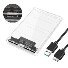 2.5" SATA USB 3.0 Clear Hard Drive Disk HDD SSD Enclosure External Laptop Case