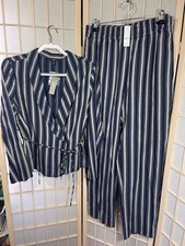 NWT Reimagined J. Crew M 8 Navy Striped Casual Blazer & Pant Set Outfit