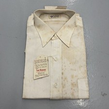 NOS Vintage 50s Van Heusen White Striped Cotton Shirt 1950s True Vintage