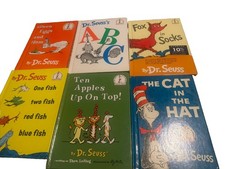 Dr. Seuss Hardcover Book Lot of 6 Cat in the Hat Green Eggs Ham box in socks