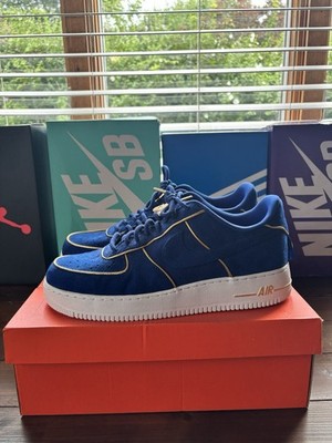 Premium Nike Air Force 1 Low ID Blue Suede NBA Gold Edition