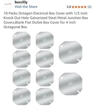 10 4” Octagon Electrical Box Cover with 1/2 Inch Knock Out Hole Galvanized Steel