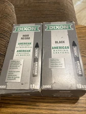 2 Pack Dixon 05005 American Marking Crayons, Black, 5" Length, Box of 12