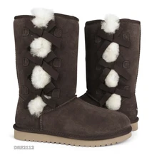 Koolaburra by UGG Victoria Tall Grizzly Suede Fur Boots Womens Size 8 *NIB*