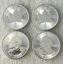 Lot Of 4 Silver 2026 Canada 1 Oz .9999 Silver Maple Leaf $5 Coins