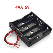 AA Battery Holder Case 4 Slot 6V Plastic Box with Wires DIY Power Supply