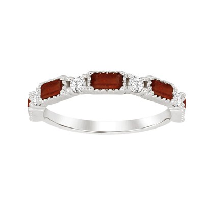 Ladies Band Ring 1.00ct Ruby Natural Mined Diamond 14k White Gold Red Cluster