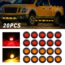 20X 3/4"Round Smoked Clearance LED Side Marker Light For Truck Trailer Amber Red