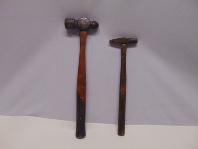 2 vintage hammers herobrine 13'' & 11'' long handles 3''- 3 1/2''long USA