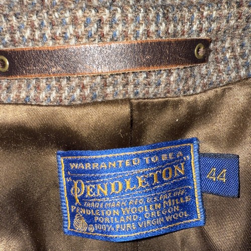 PENDLETON Virgin Wool Coat Men's Size 44 Checked Melange Mid Length Overcoat - Picture 6 of 9