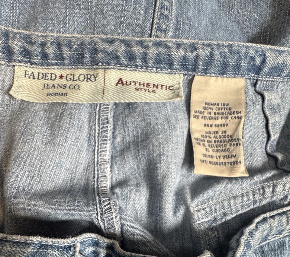 Minifalda de mezclilla vintage descolorida Glory talla grande 18W cargo años 90 Y2K grunge Foto 3 de 3