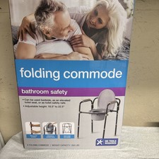 3in1 350lbs Folding Steel Bedside Commode Chair Portable Adult Toilet Potty Seat