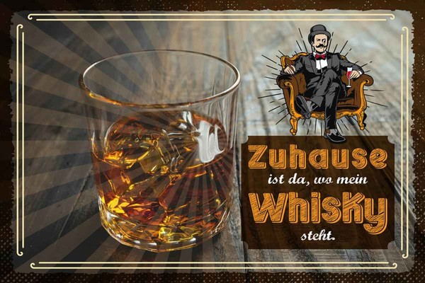 Holzschild 20X30 Cm Zuhause Ist Da Wo Mein Whisky Deko Geschenk Holz Schild-image