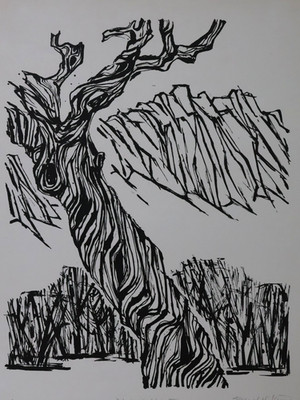Ernst Wilhelm Kunst (1912-1985) Künstlergrafik Lithografie Mandelbaum (798)