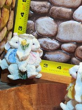 3 Set Easter Three Bunnies Carrying A Candle Stick Candle Holder Resin Figurine