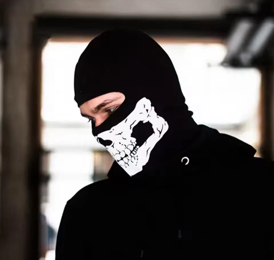 Halloween Skull Print Balaclava Cosplay Costume Ghost Full Face Mask - Image 3 of 4