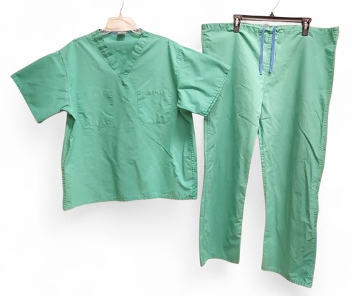Medline AngelStat Jade Green NTJ Scrubs Top + Pants Reversable Unisex Sz Large