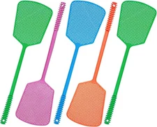 5 Pack Fly Swatter, Plastic Heavy Duty Manual Fly Killer, Long Handle Flyswatter