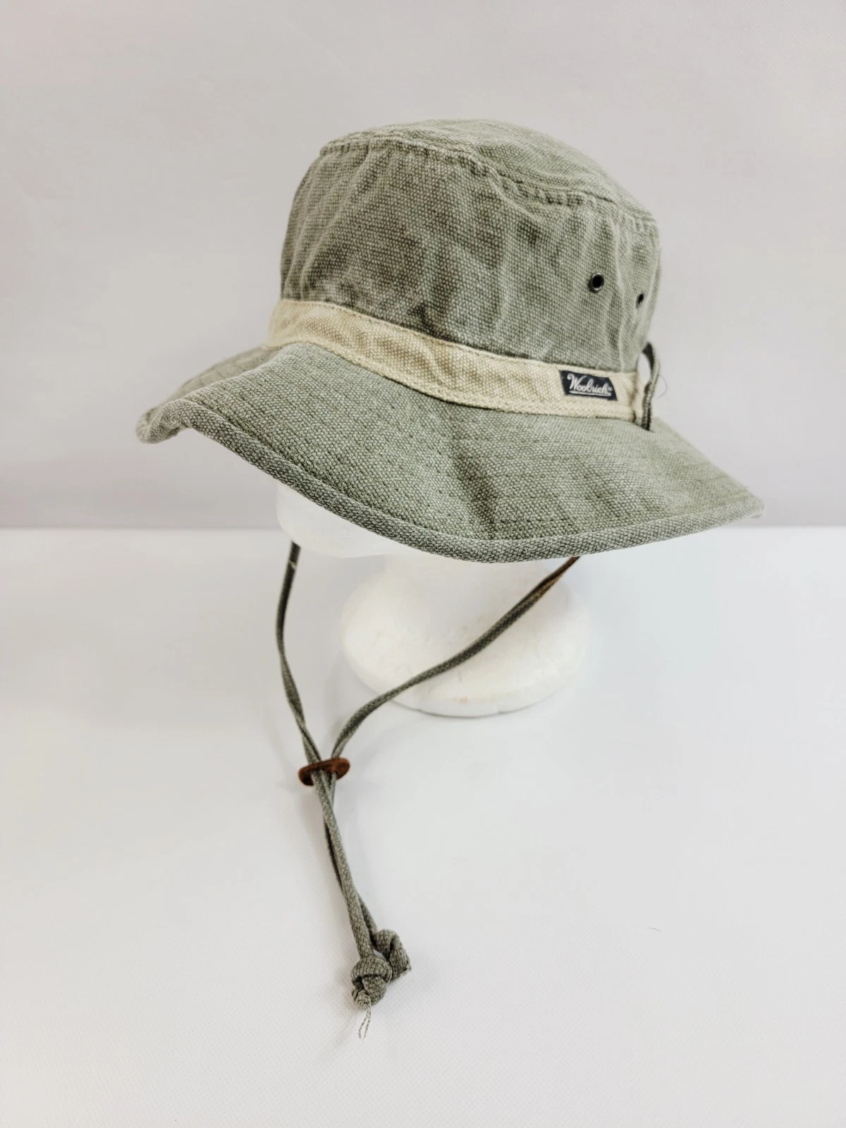 WOOLRICH Mens Large Green Fishing Boonie Bucket Hat Washed Outdoors Camping