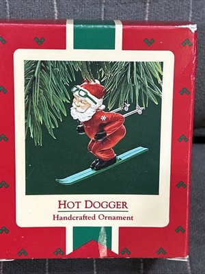      Hallmark Keepsake Ornament 1987 Hot Dogger skiing Santa!
