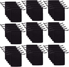 50Pcs Black Velvet Drawstring Bags for Jewelry Gift Beads Bracelets 3x3.25 Inch