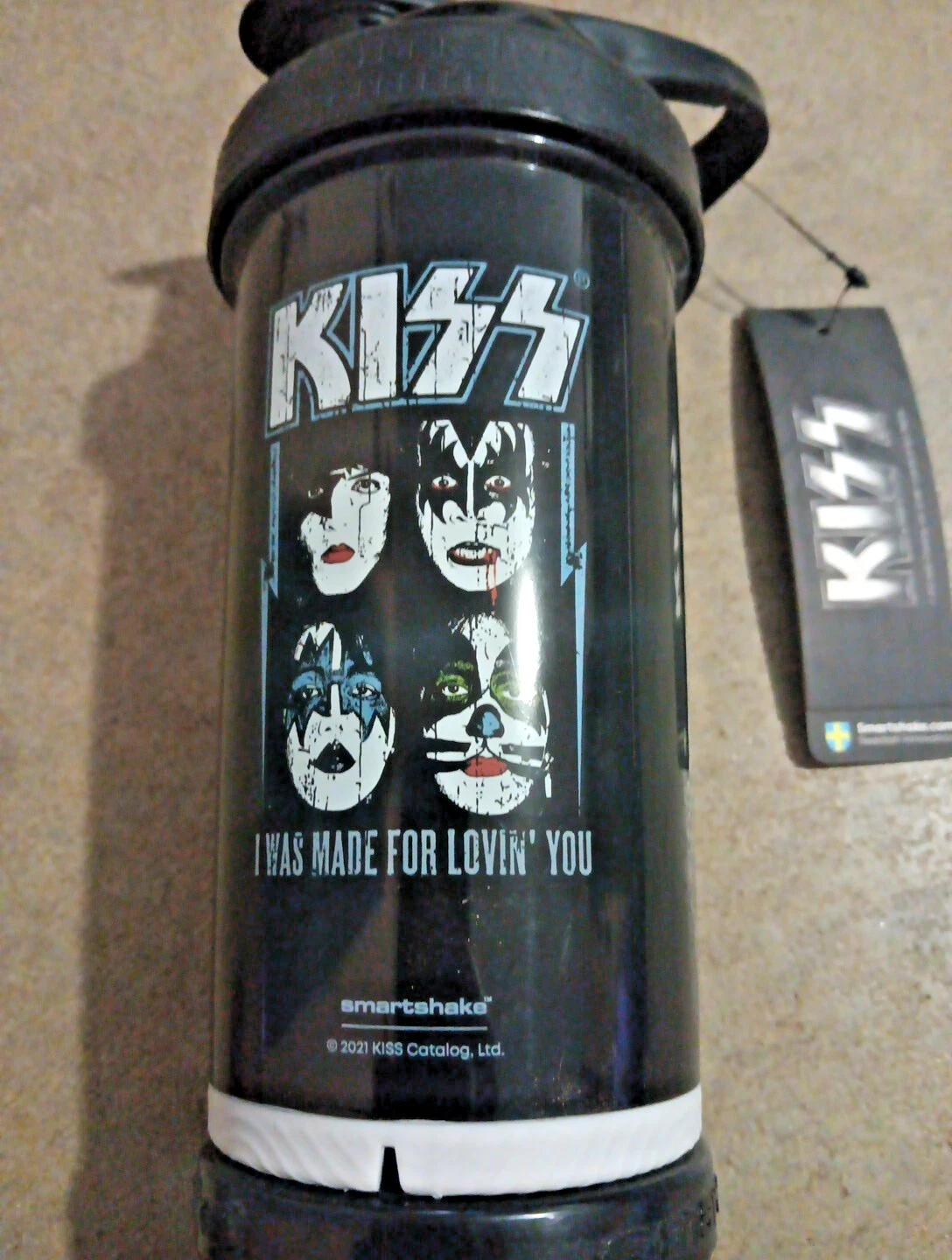 KISS I WAS MADE FOR LOVIN' YOU Smartshake Protein Water Gym Shaker Bottle NWT!
