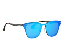 Ray-Ban Sunglasses RB3576N Blaze Clubmaster Black Frame Violet Blue Lenses 47mm