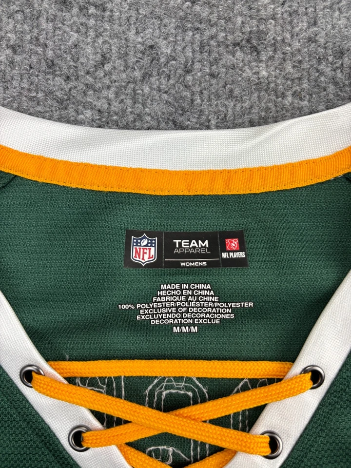 Camisa Jersey Para Mujer Aaron Rodgers Green Bay Packers M Bling Estrás Foto 2 de 4