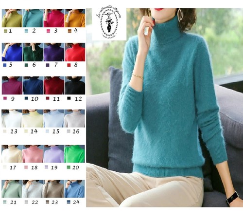 💟24 colores. SUÉTER DE CUELLO ALTO 100 % VISÓN LANA CACHEMIRA VISÓN CACHEMIR - Imagen 2 de 47