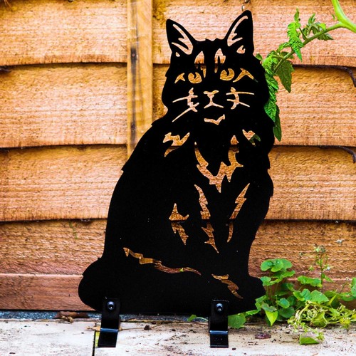 Cat Silhouette Home Decoration Statue Metal Art Garden Ornament Gifts Her Woman - Foto 46 di 48