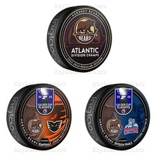 Hershey Bears 2024 AHL Calder Cup Playoffs Dueling 3 Hockey Puck PKG.