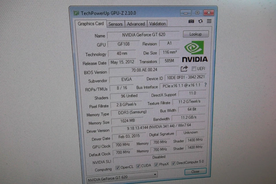 EVGA GeForce GT 620 PCIe Graphics Video Card 1GB DVI mini HDMI 01G-P3-2621-KR - Image 2 of 4