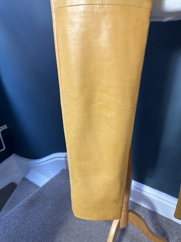 Chanel Vintage Leather Trousers - Mustard Colour - XS Size 6 34/36 Silk Lined - 第 10/24 張圖片