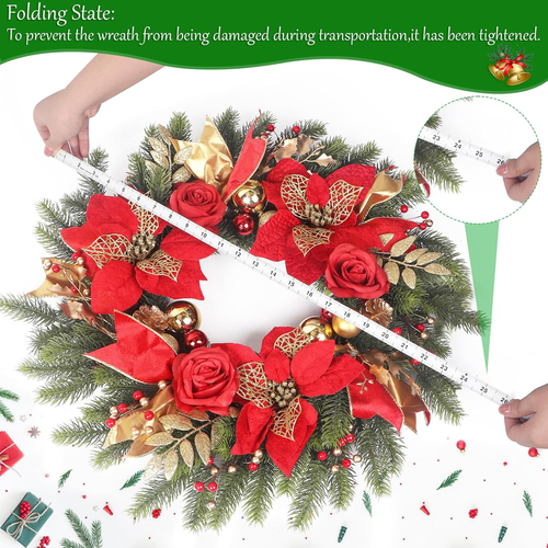 Christmas Wreaths for Front Door,Winter Wreaths for Indoor and Outdoor Christmas - Picture 3 of 9