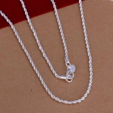 925 2MM Rope Fashion silver cute women lady Chain Necklace for Pendant jewelry