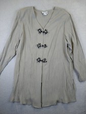 Vintage Expose Blouse Tunic Women's 18/20 Crinkle USA Made Long Sleeve Buttons