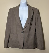 Chaps Womens Size 12 Brown Black One Button Blazer EUC