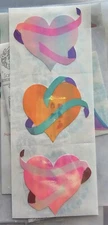 RARE 3"wide/Mrs. Grossman's Stickers LARGE Hearts 1 Strip Vintage Stickers 1986
