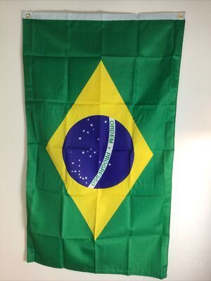 Brazil Flag Ordem E Progresso Green Yellow Blue White 3x5 double sided #