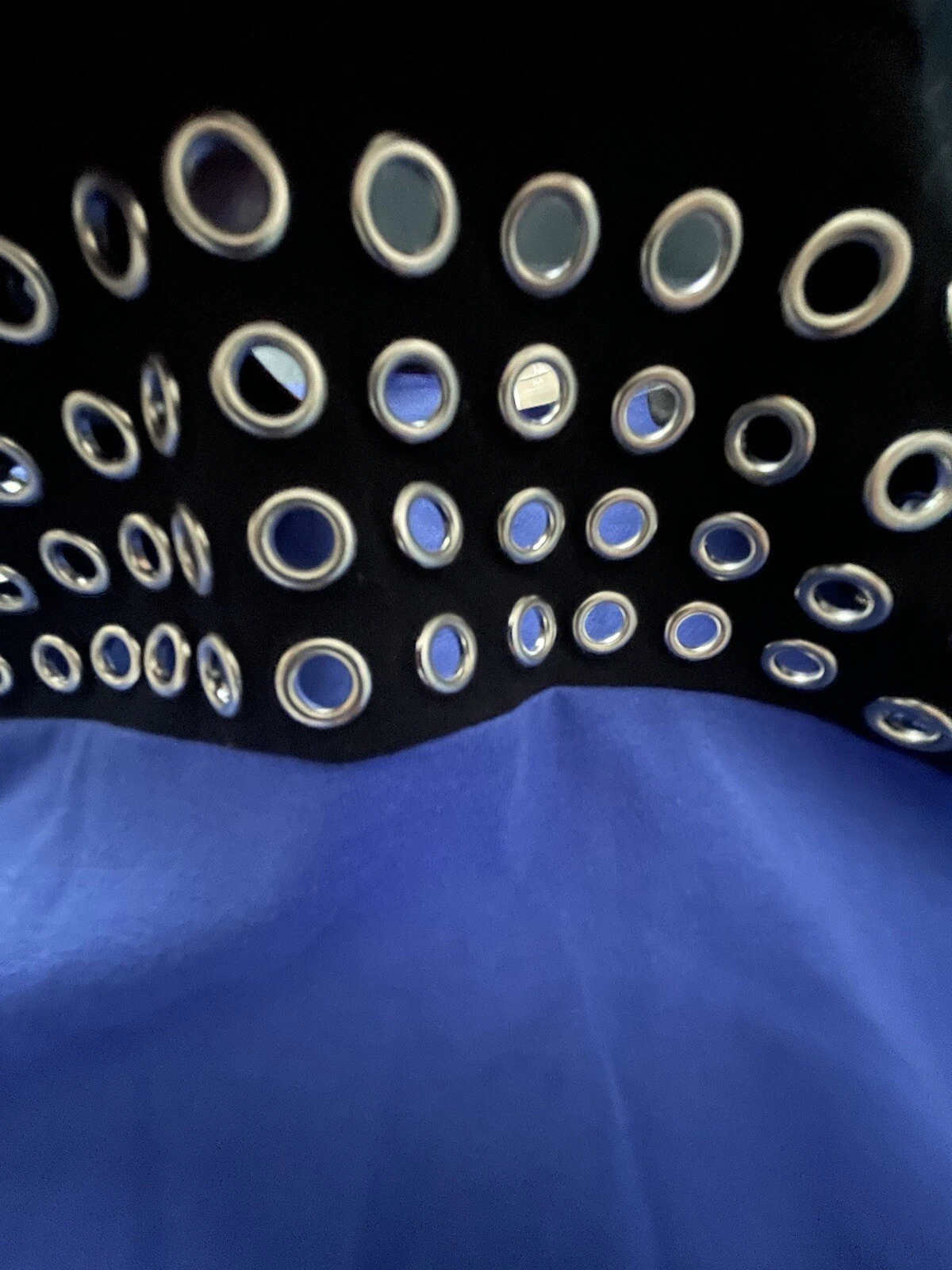 MICHAEL KORS Vestito Donna Blu Nero Tono Argento Passamaneria Manica Corta M Nuovo con etichette