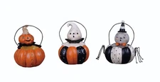Set/3 Johanna Parker Transpac Mini Pumpkin Peep Containers Retro Halloween Decor