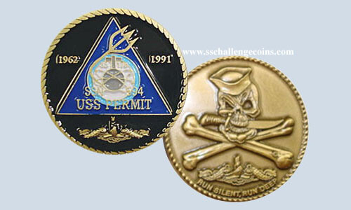 USS Permit SSN 594 Submarine Coin Jolly Roger USN Sub