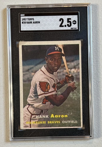 1957 TOPPS HANK AARON 20 Newly Graded SGC 2.5 BRAVES Baseball Old Vintage Card