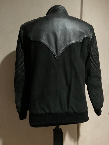 R P LEATHER & SUEDE JACKET / EMBRODERY DESIGN / BLACK / NEW / SMALL - Picture 6 of 12